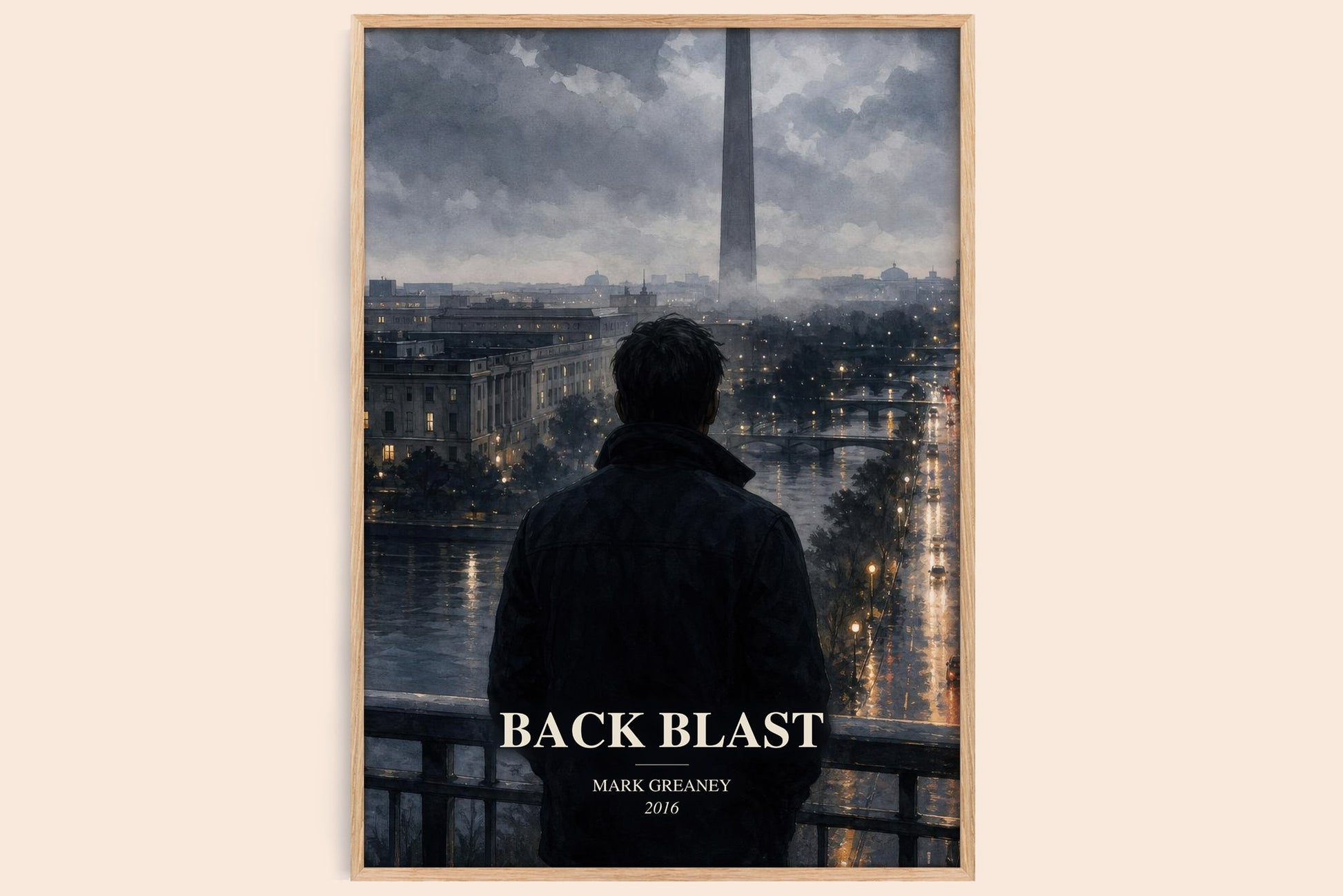 Back Blast watercolour book poster by Mark Greaney – framed literary art print