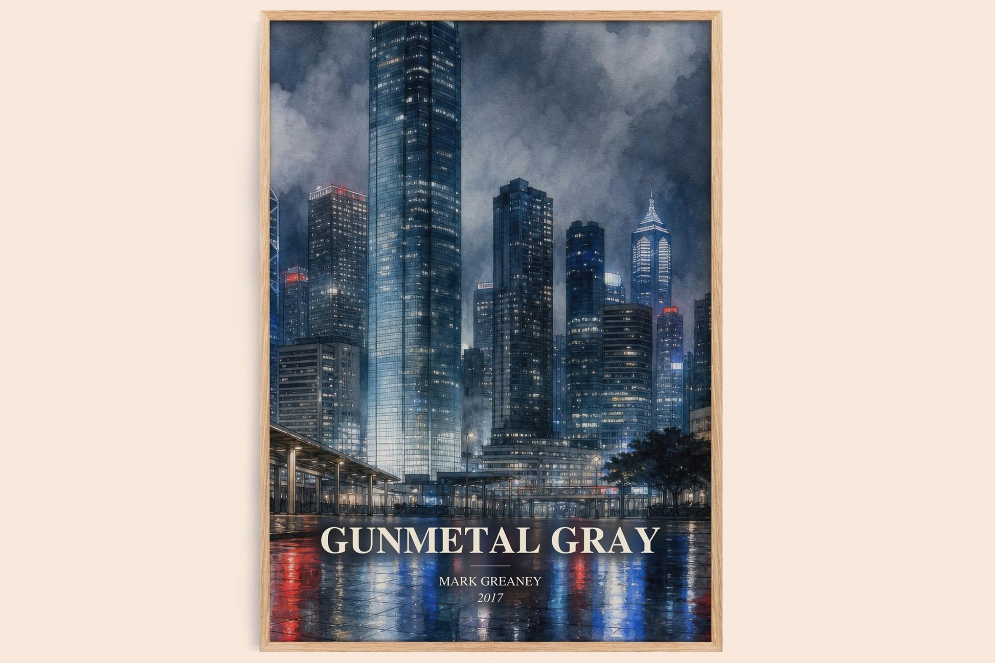 Gunmetal Gray watercolour book poster by Mark Greaney – framed literary art print
