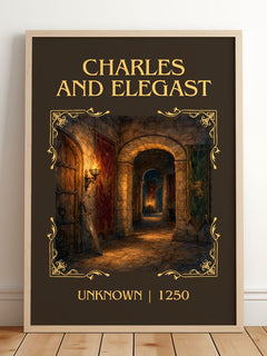 Charles And Elegast Classic Book Art Print by Unknown – framed print leaning on a wooden floor