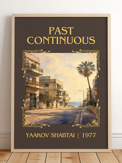 Past Continuous Classic Book Art Print by Yaakov Shabtai – framed print leaning on a wooden floor