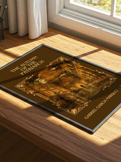 Autumn of the Patriarch Classic Book Art Print by G. Márquez – print on a sunlit desk