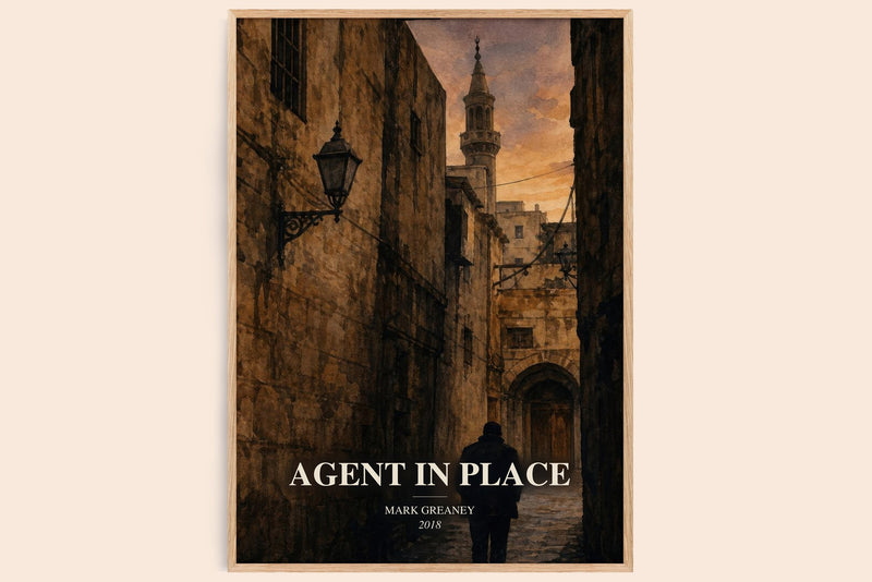 Agent In Place watercolour book poster by Mark Greaney – framed literary art print