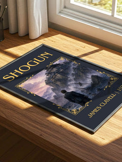 Shogun Classic Book Art Print by James Clavell – print on a sunlit desk