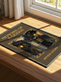 Memoirs of a Geisha Classic Book Art Print by Arthur Golden – print on a sunlit desk