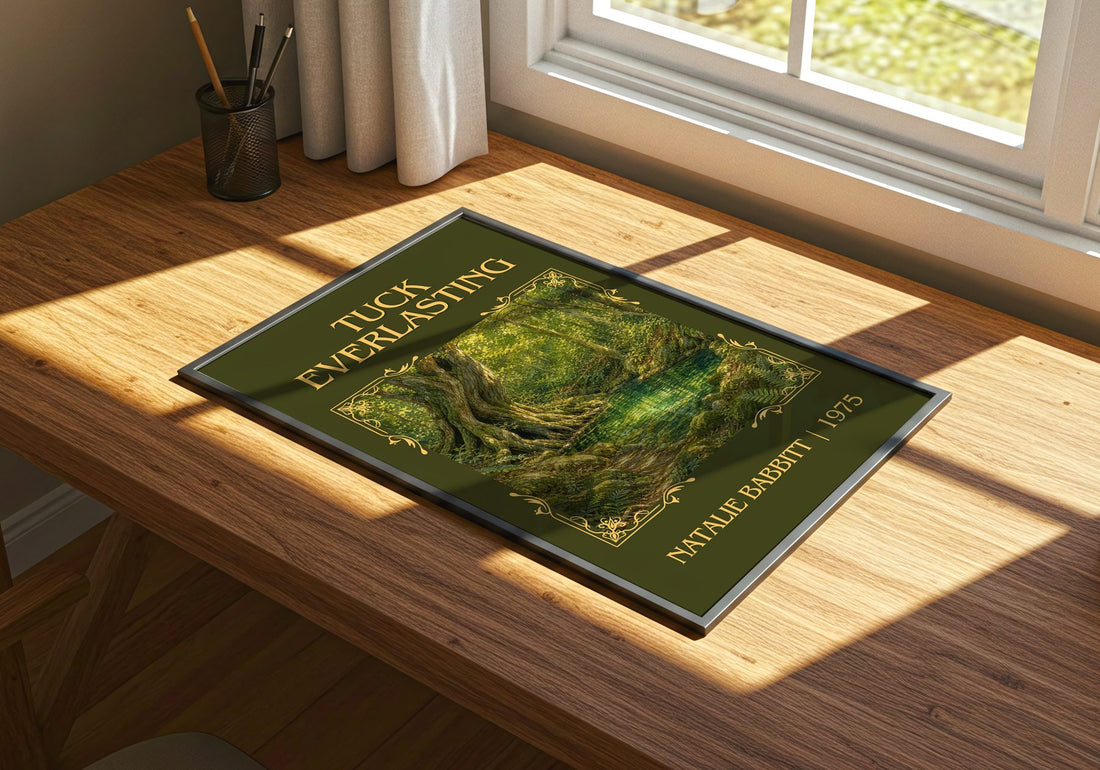 Tuck Everlasting Classic Book Art Print by Natalie Babbitt – print on a sunlit desk