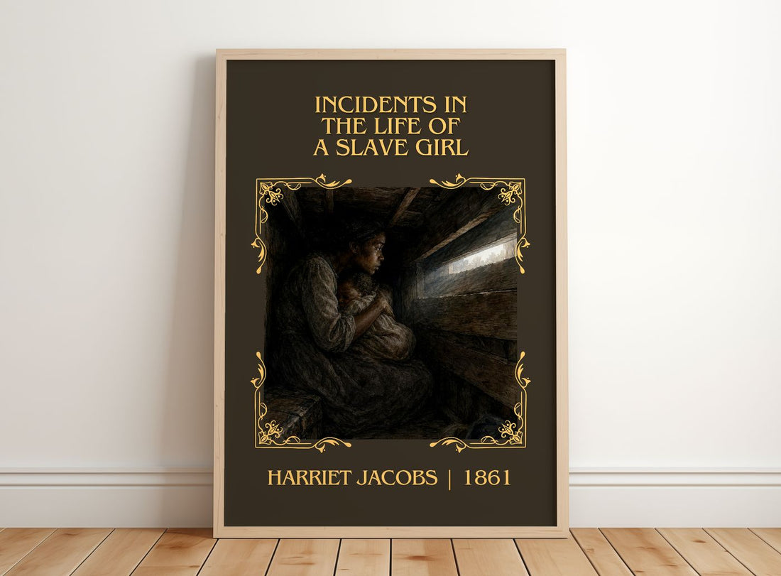 Incidents in the Life of a Slave Girl Classic Book Art Print by Harriet Jacobs – framed print leaning on a wooden floor
