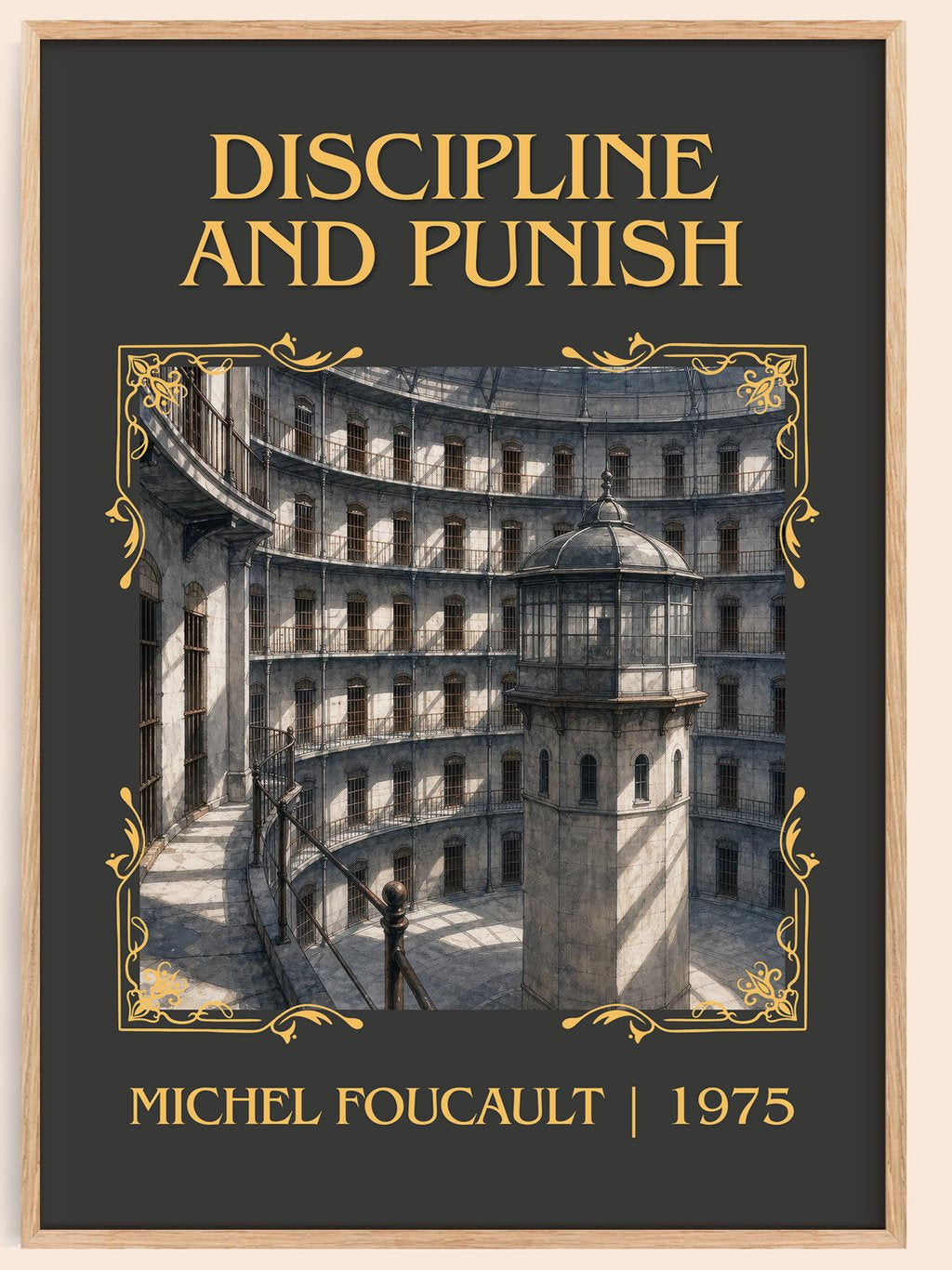 Discipline and Punish Classic Book Art Print by Michel Foucault – book poster