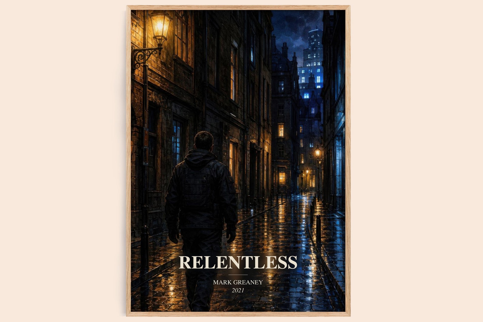 Relentless watercolour book poster by Mark Greaney – framed literary art print