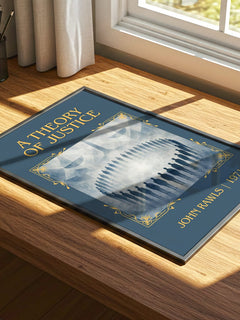 A Theory of Justice Classic Book Art Print by John Rawls – print on a sunlit desk