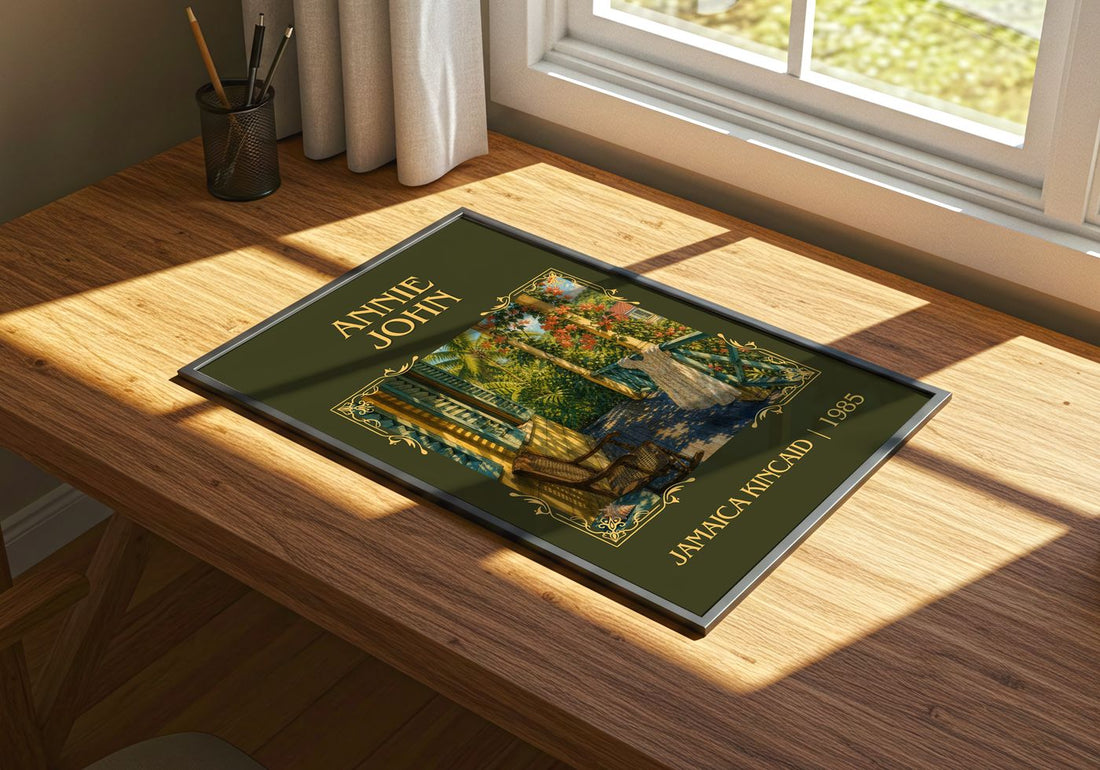 Annie John Classic Book Art Print by Jamaica Kincaid – print on a sunlit desk