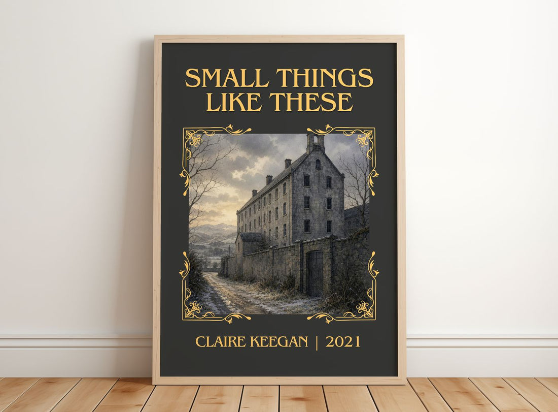 Small Things Like These Classic Book Art Print by Claire Keegan – framed print leaning on a wooden floor