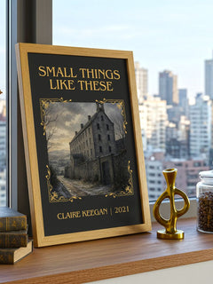 Small Things Like These Classic Book Art Print by Claire Keegan – framed print on a city-view windowsill