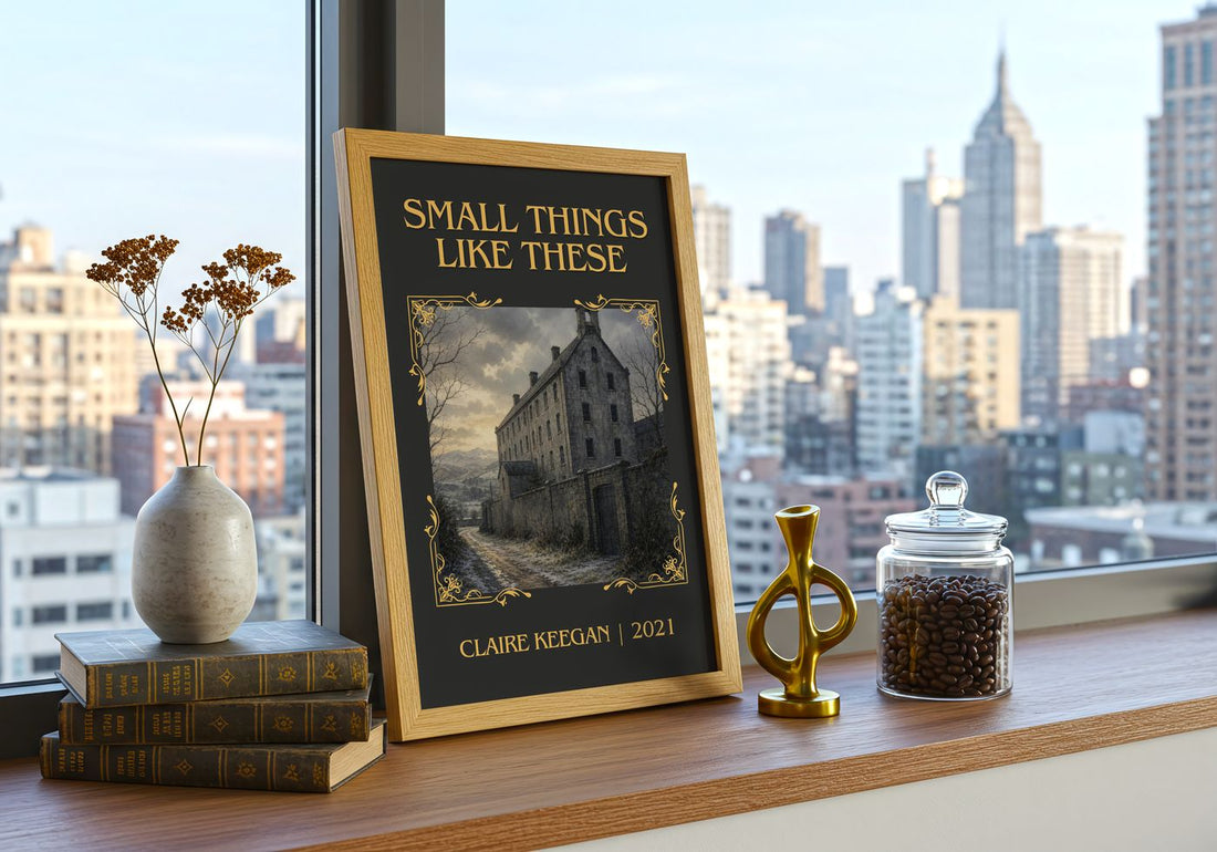 Small Things Like These Classic Book Art Print by Claire Keegan – framed print on a city-view windowsill