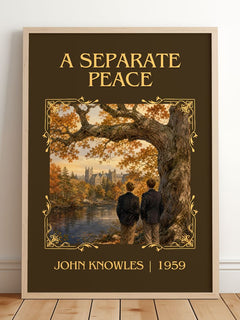 A Separate Peace Classic Book Art Print by John Knowles – framed print leaning on a wooden floor