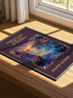 Haroun and the Sea of Stories Classic Book Art Print by Salman Rushdie – print on a sunlit desk