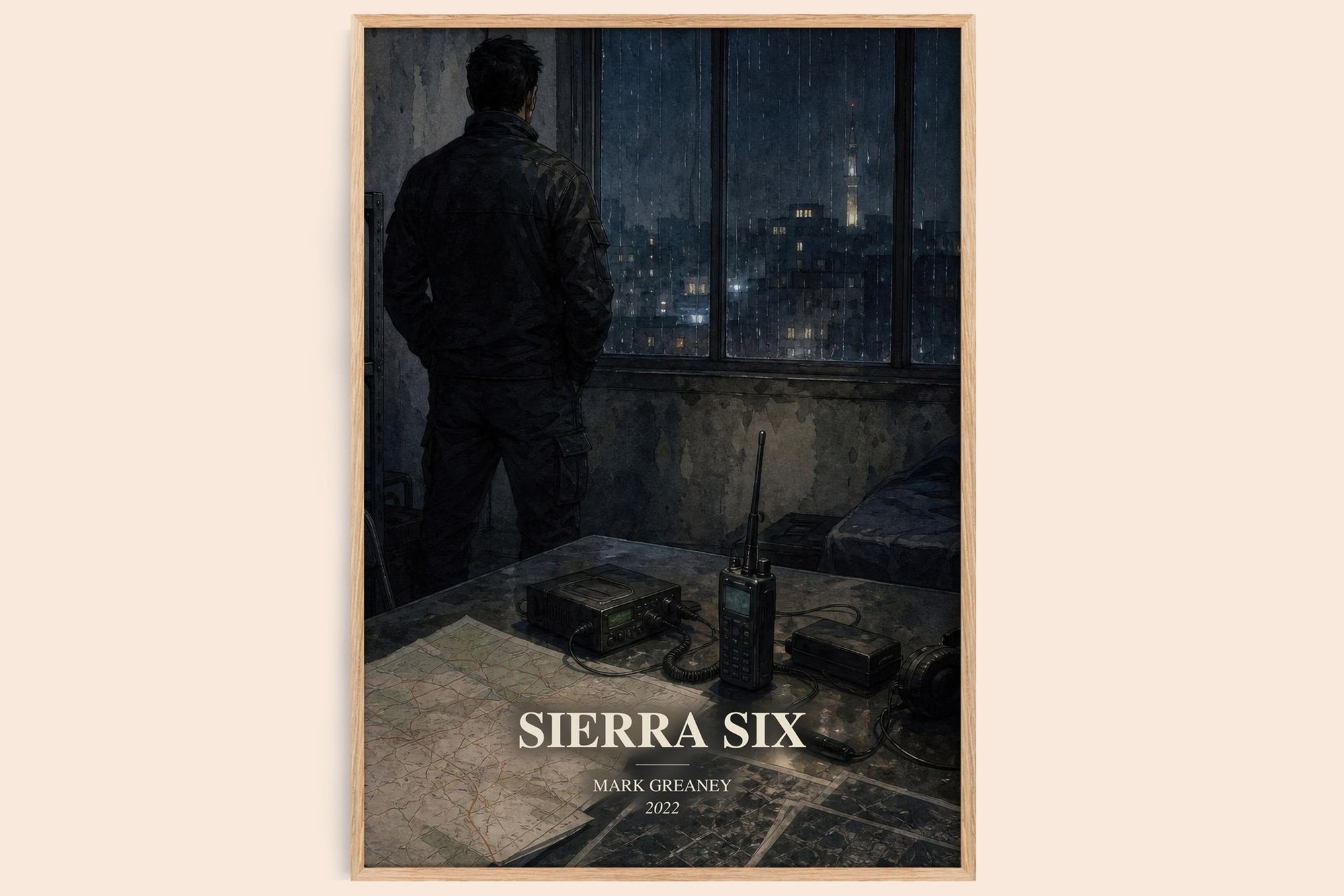Sierra Six watercolour book poster by Mark Greaney – framed literary art print