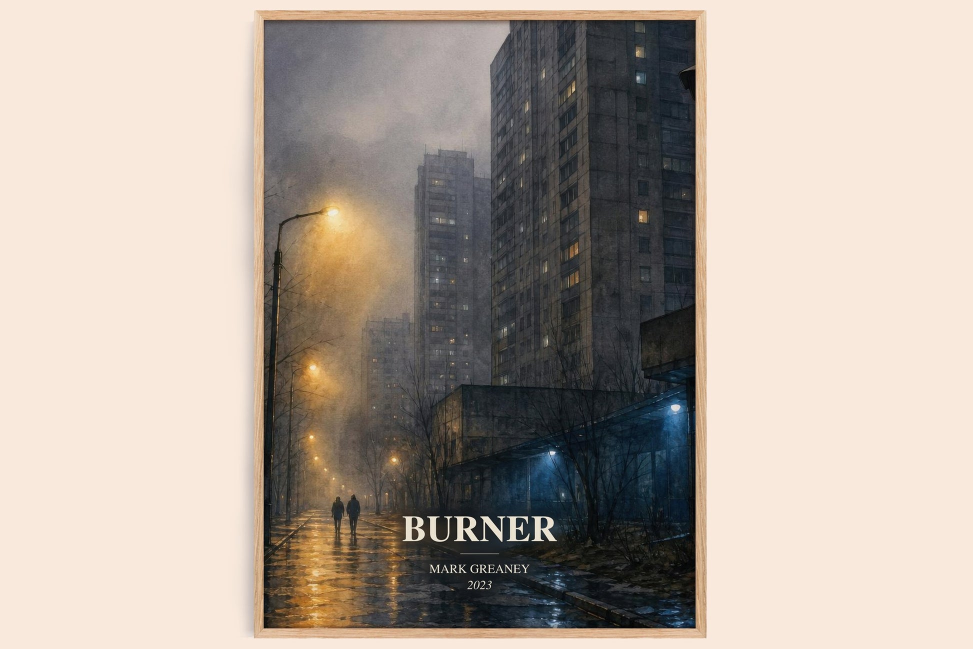 Burner watercolour book poster by Mark Greaney – framed literary art print