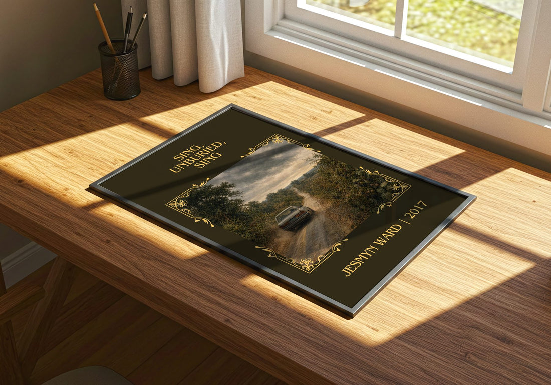 Sing, Unburied, Sing Classic Book Art Print by Jesmyn Ward – print on a sunlit desk