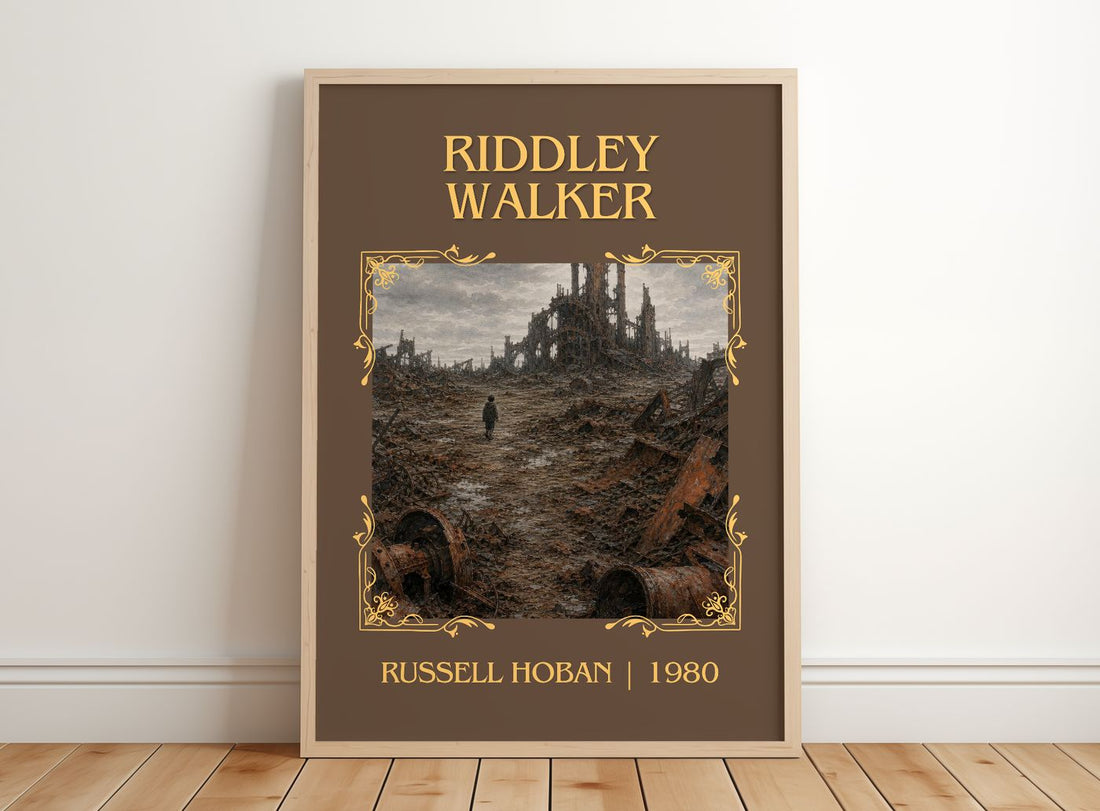 Riddley Walker Classic Book Art Print by Russell Hoban – framed print leaning on a wooden floor
