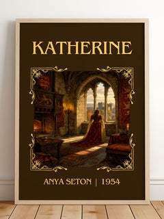 Katherine Classic Book Art Print by Anya Seton – framed print leaning on a wooden floor