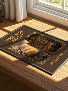 Time and Again Classic Book Art Print by Jack Finney – print on a sunlit desk