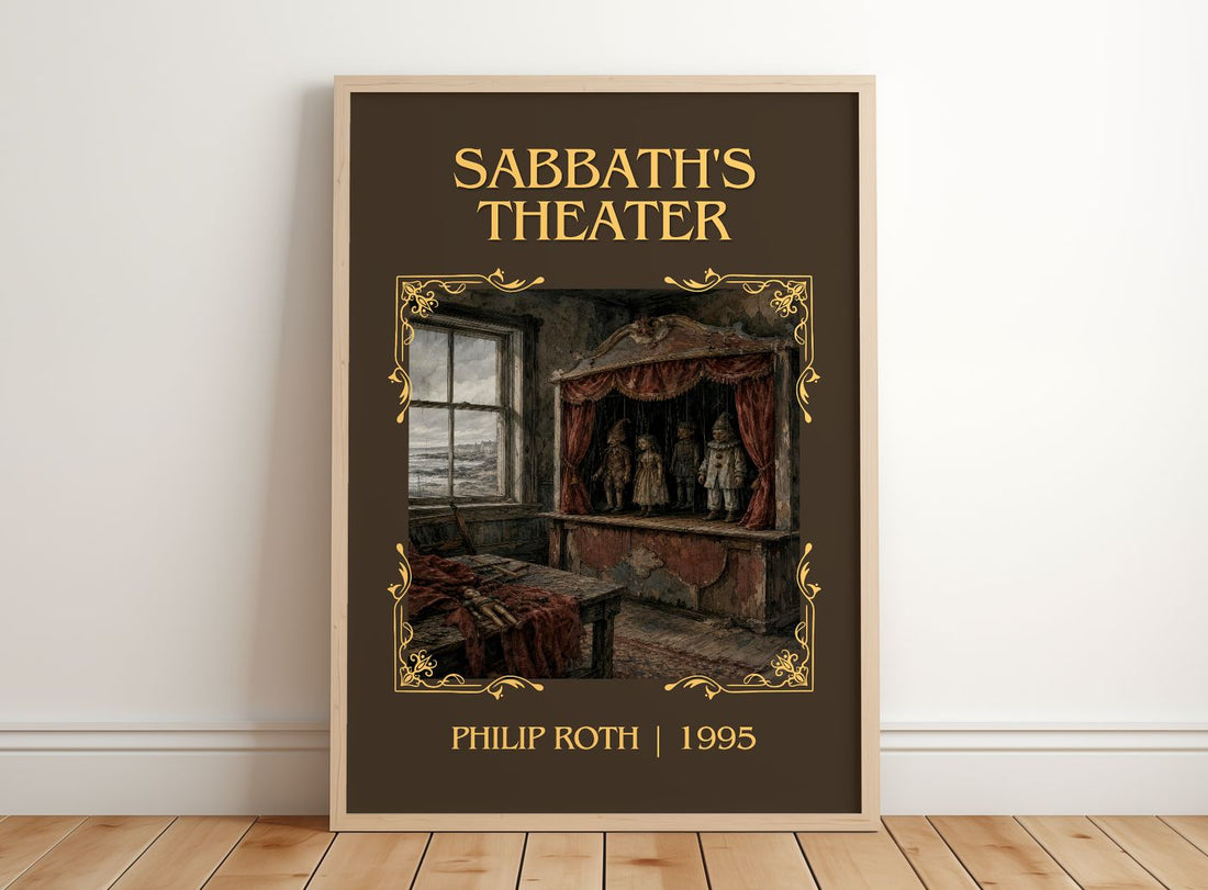 Sabbath's Theater Classic Book Art Print by Philip Roth – framed print leaning on a wooden floor