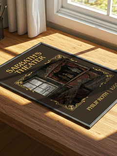 Sabbath's Theater Classic Book Art Print by Philip Roth – print on a sunlit desk