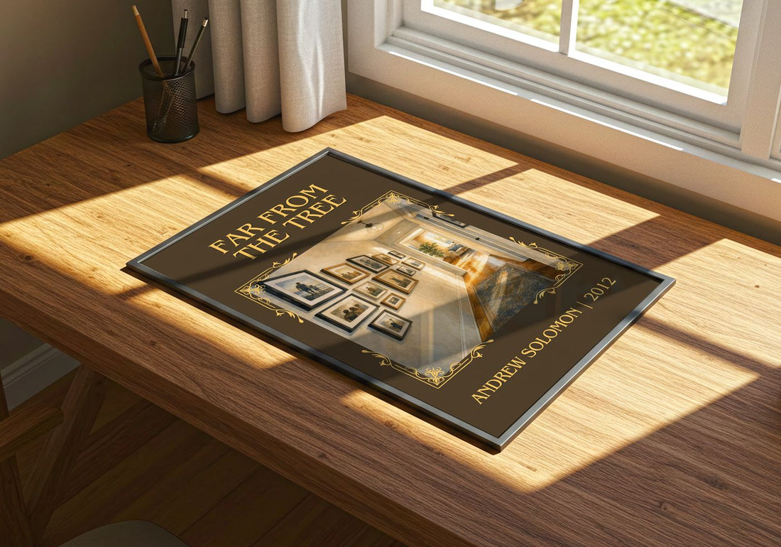 Far From the Tree Classic Book Art Print by Andrew Solomon – print on a sunlit desk