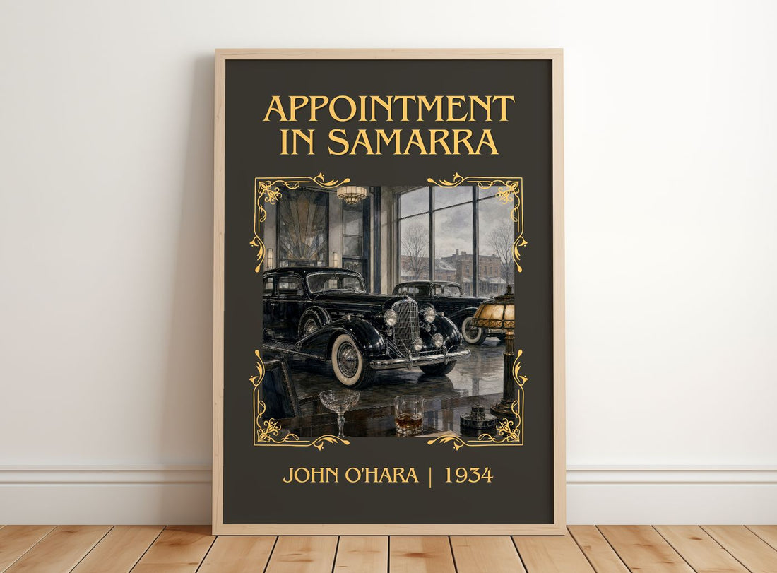 Appointment in Samarra Classic Book Art Print by John O'Hara – framed print leaning on a wooden floor