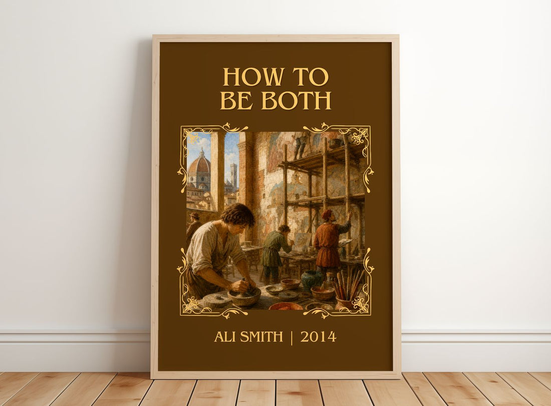 How to be both Classic Book Art Print by Ali Smith – framed print leaning on a wooden floor
