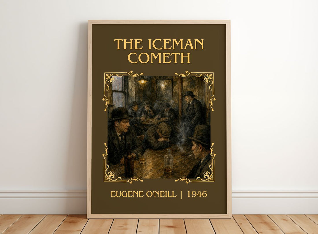 The Iceman Cometh Classic Book Art Print by Eugene O'Neill – framed print leaning on a wooden floor