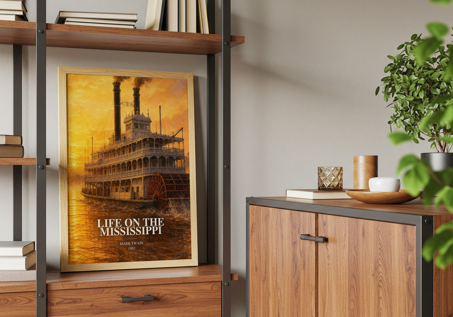 Life On The Mississippi book watercolour illustration paper finish options – matte satin gloss