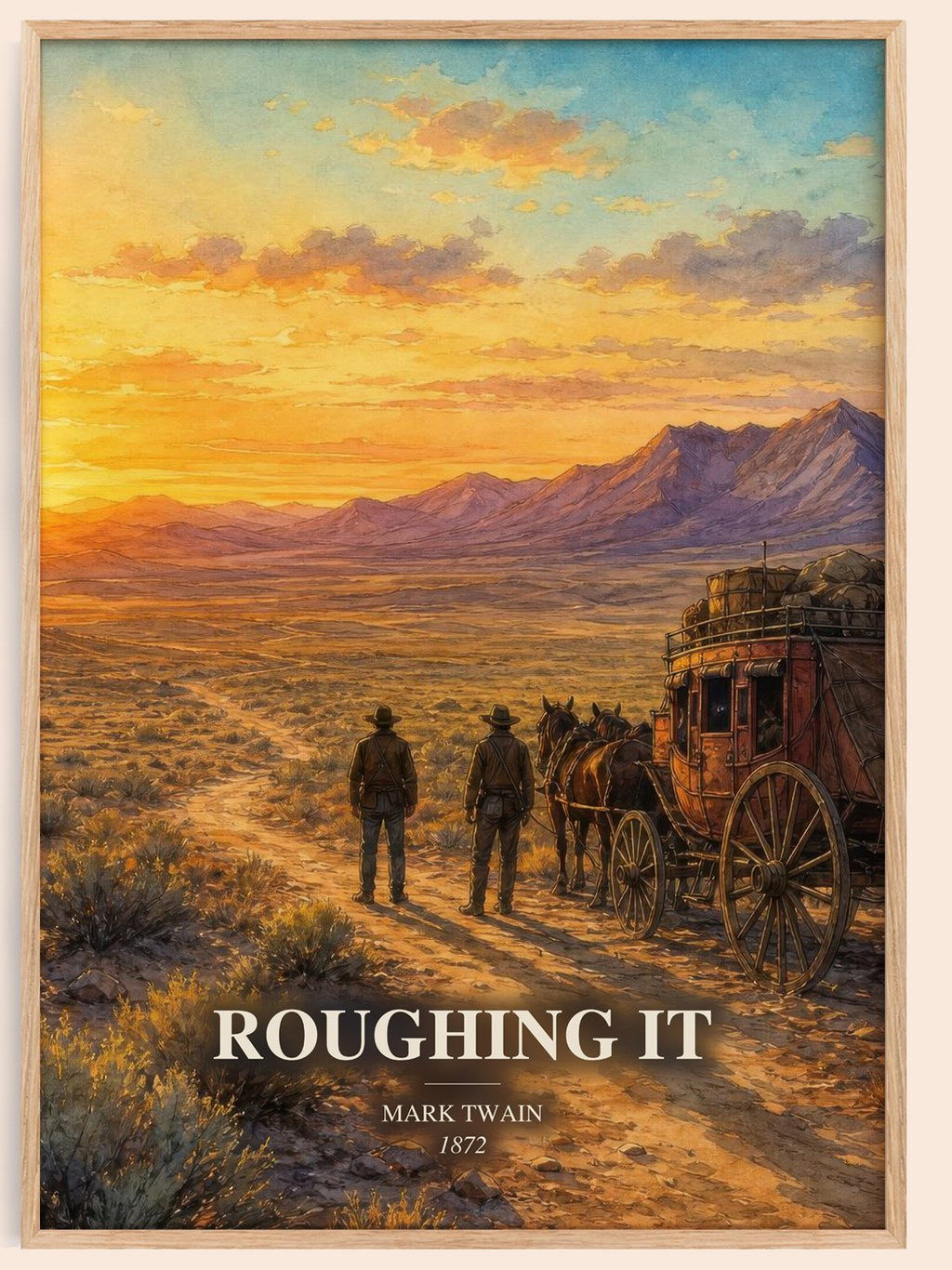 Roughing It watercolour book poster by Mark Twain – framed literary art print