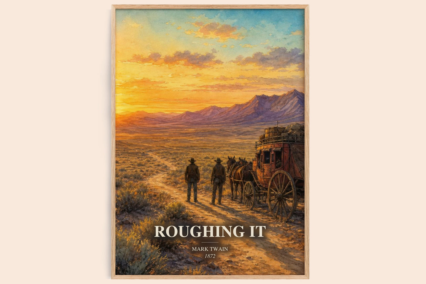 Roughing It watercolour book poster by Mark Twain – framed literary art print