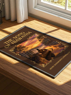 Song of Hiawatha Classic Book Art Print by Henry Wadsworth Longfellow – print on a sunlit desk
