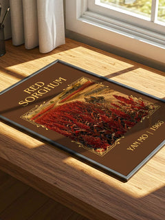Red Sorghum Classic Book Art Print by Yan Mo – print on a sunlit desk