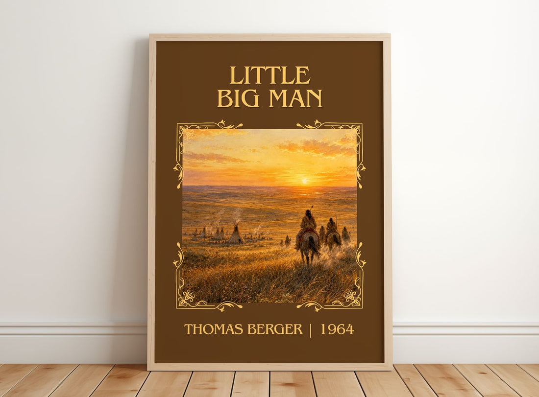 Little Big Man Classic Book Art Print by Thomas Berger – framed print leaning on a wooden floor