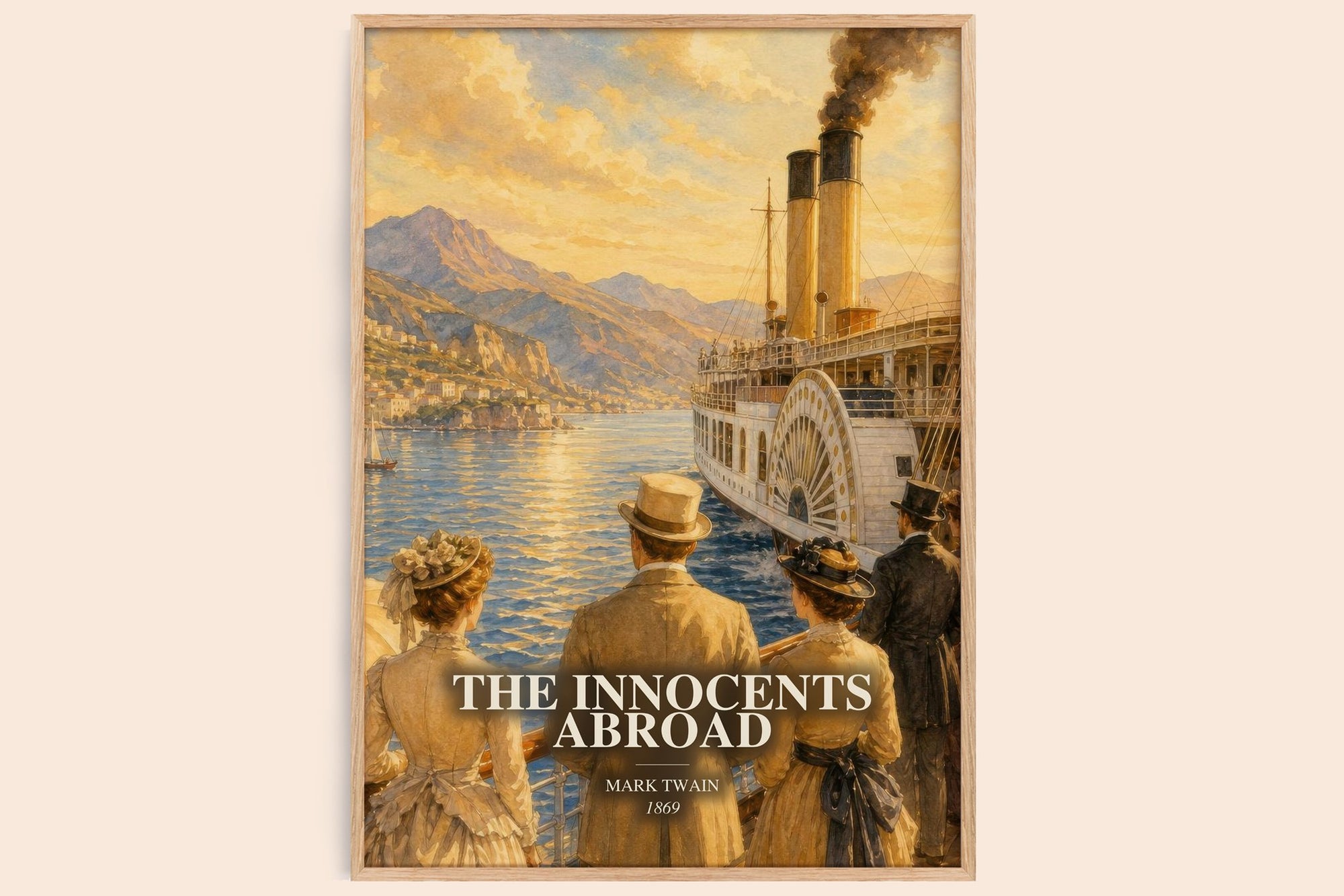 The Innocents Abroad watercolour book poster by Mark Twain – framed literary art print