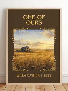 One of Ours Classic Book Art Print by Willa Cather – framed print leaning on a wooden floor