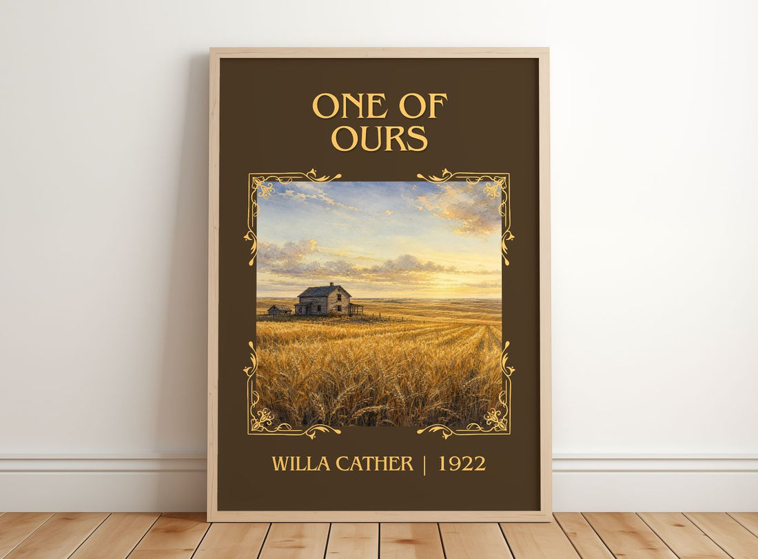 One of Ours Classic Book Art Print by Willa Cather – framed print leaning on a wooden floor