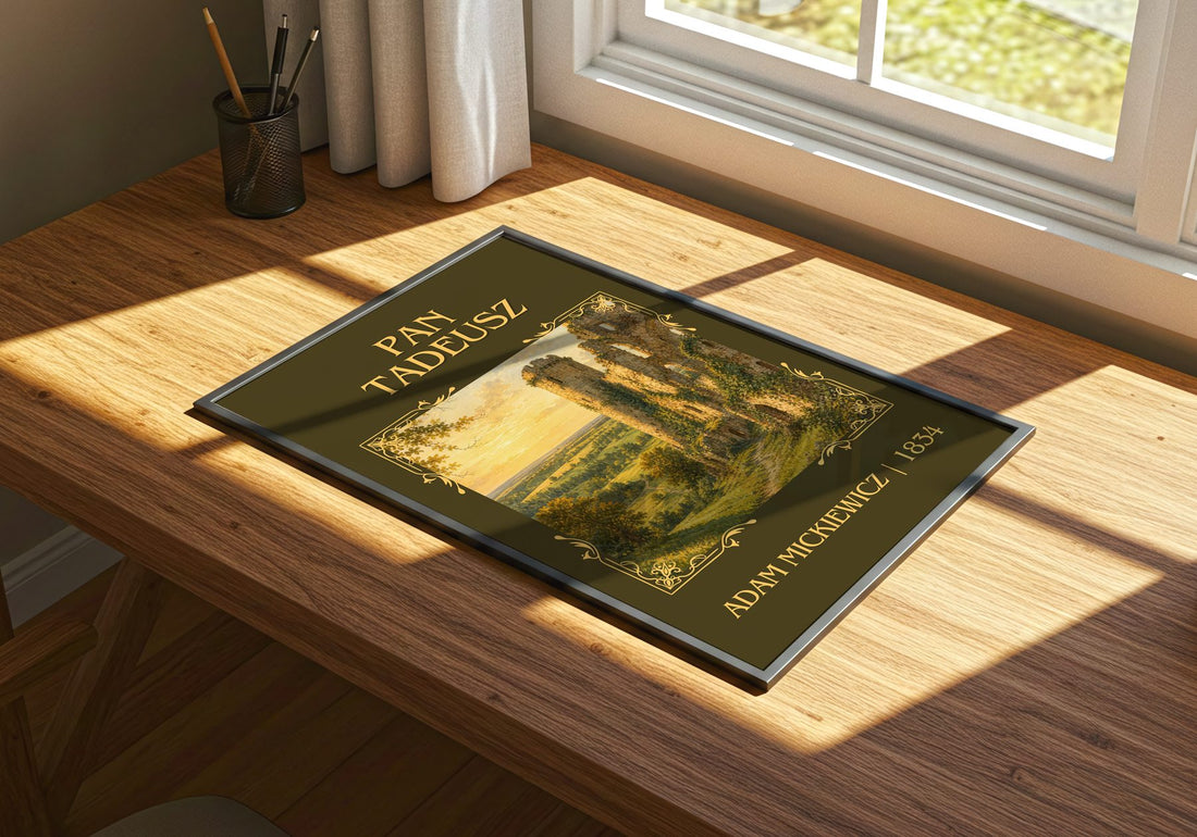 Pan Tadeusz Classic Book Art Print by Adam Mickiewicz – print on a sunlit desk