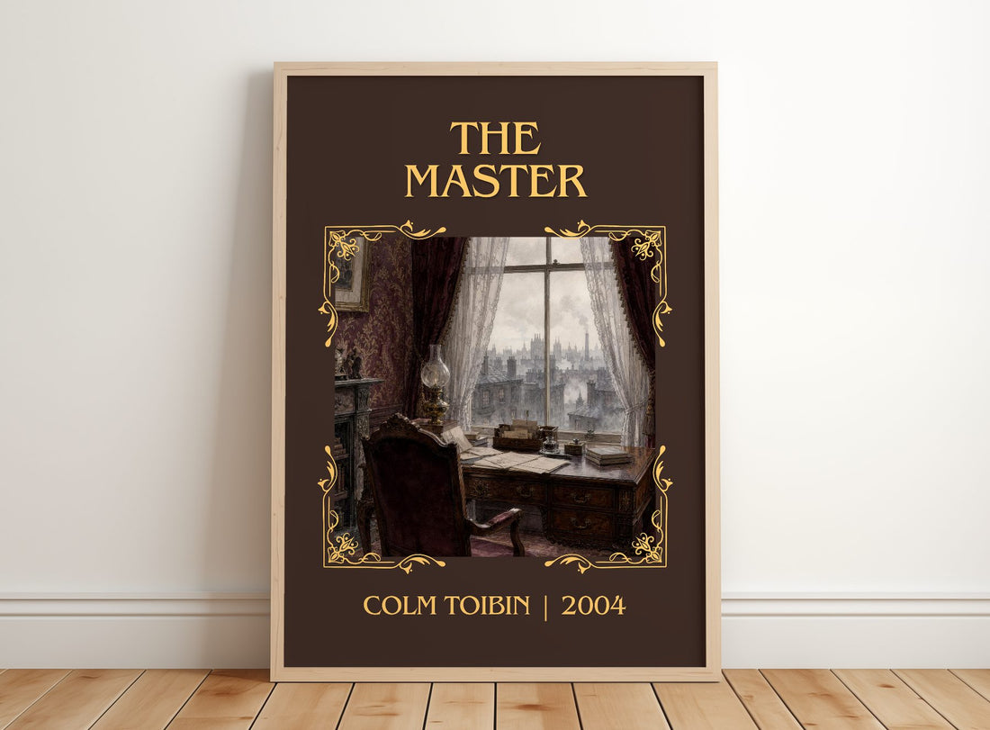 The Master Classic Book Art Print by Colm Toibin – framed print leaning on a wooden floor