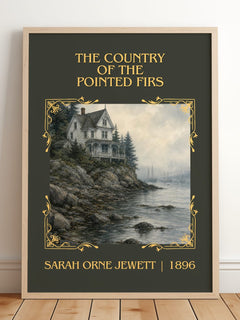 Country of the Pointed Firs Classic Book Art Print by S. Jewett – framed print leaning on a wooden floor