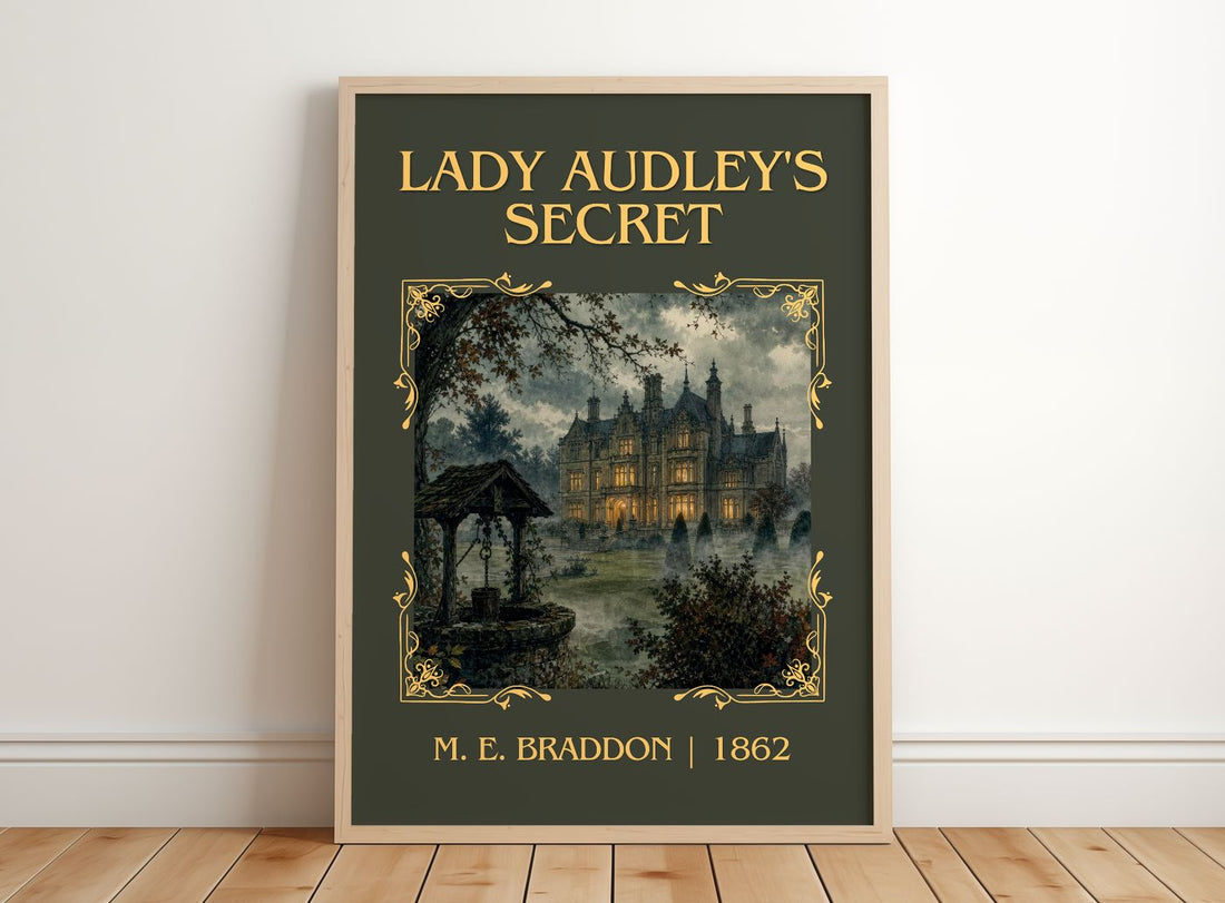 Lady Audley's Secret Classic Book Art Print by M. E. Braddon – framed print leaning on a wooden floor