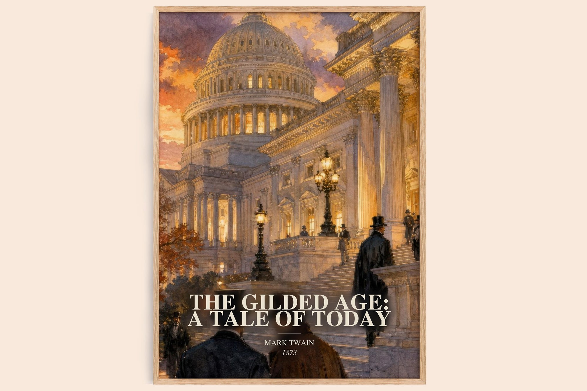 The Gilded Age: A Tale Of Today watercolour book poster by Mark Twain – framed literary art print