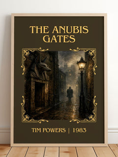 The Anubis Gates Classic Book Art Print by Tim Powers – framed print leaning on a wooden floor