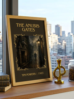 The Anubis Gates Classic Book Art Print by Tim Powers – framed print on a city-view windowsill