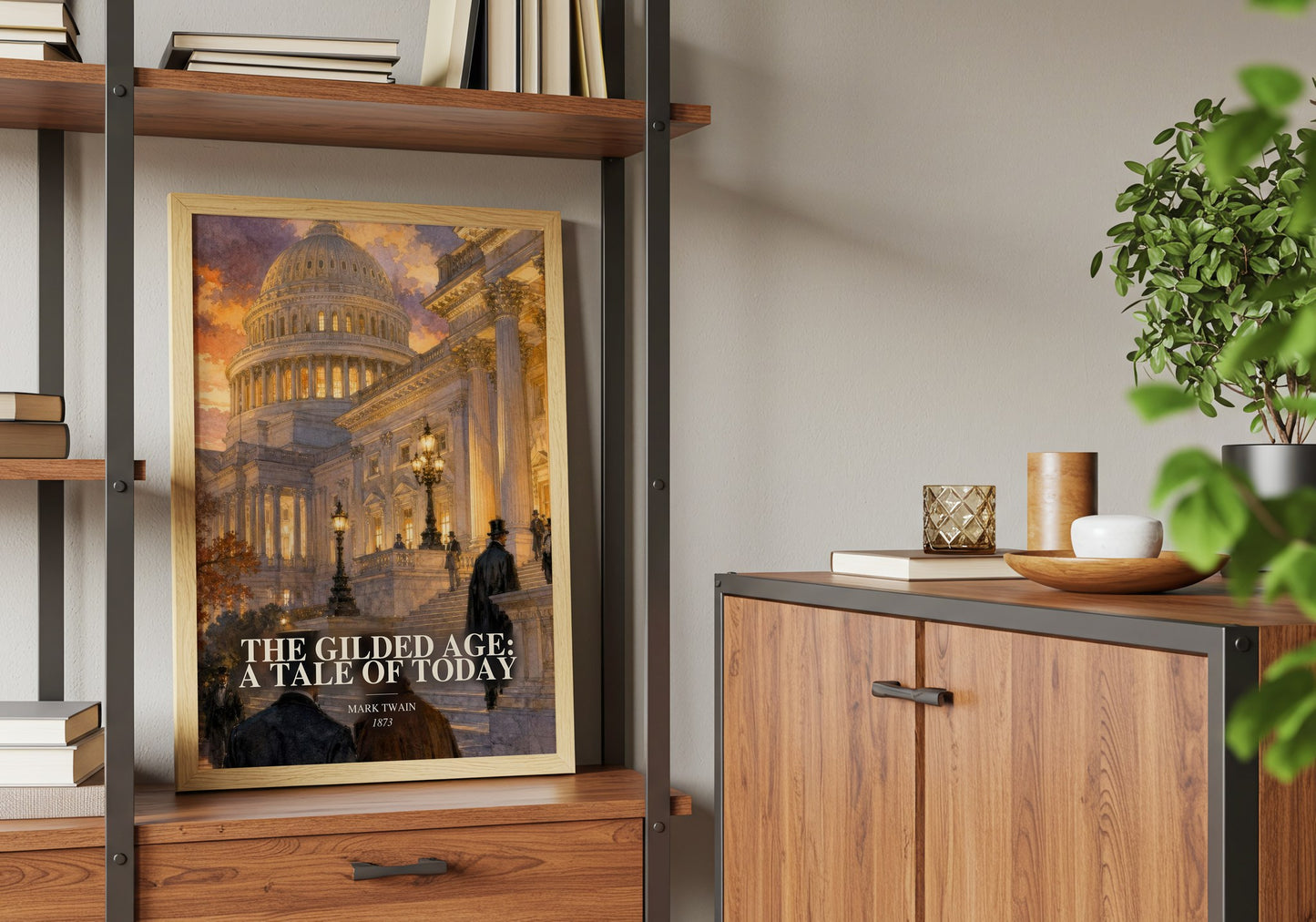 The Gilded Age: A Tale Of Today book watercolour illustration paper finish options – matte satin gloss