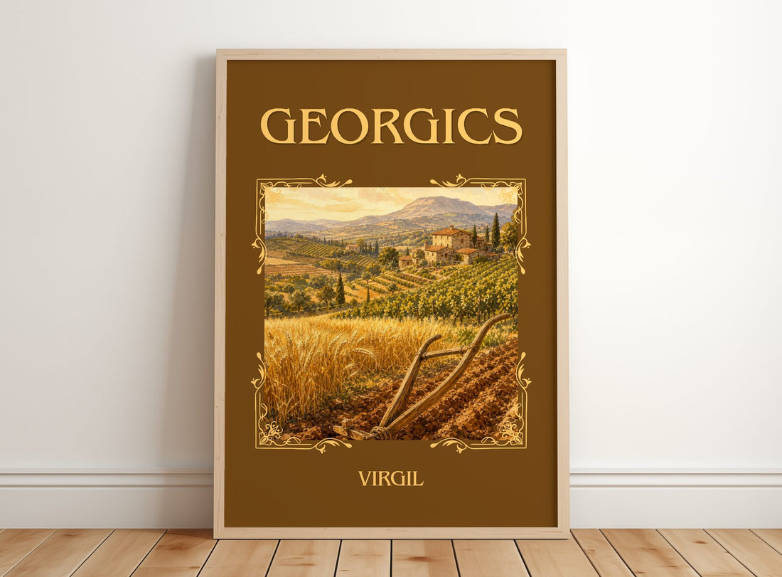 Georgics Classic Book Art Print by Virgil – framed print leaning on a wooden floor