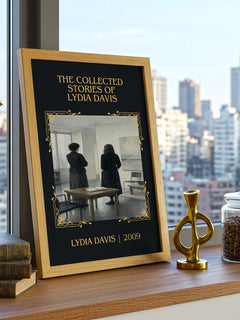 Collected Stories Of Lydia Davis Classic Book Art Print by Lydia Davis – framed print on a city-view windowsill